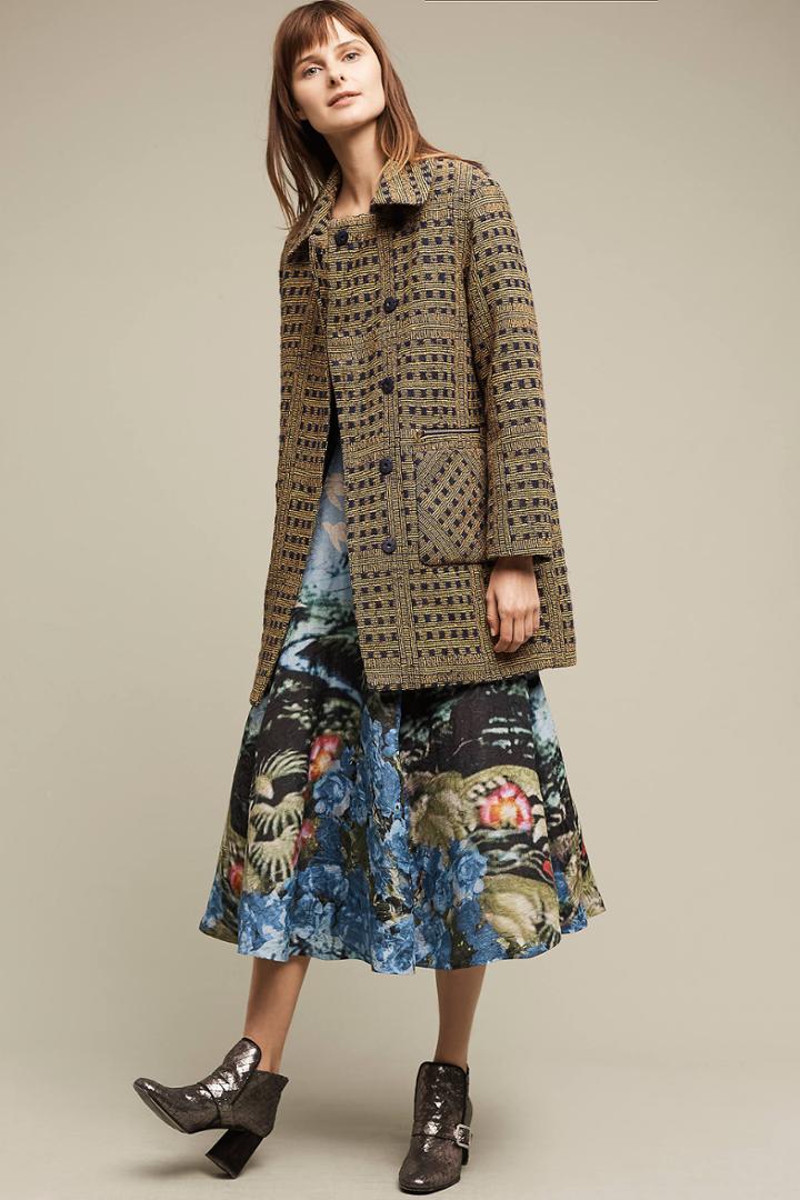 Anthropologie Dawson Jacquard Coat