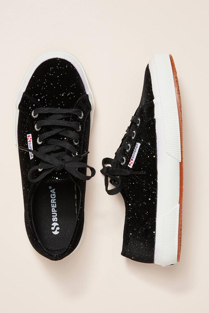 Superga Black Velvet Sneakers