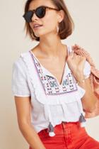 Anthropologie Kiki Embroidered Peasant Blouse