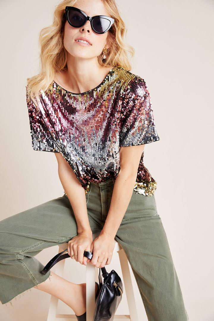 Eva Franco Pierson Plaid Sequin Top