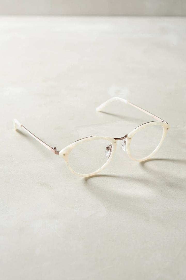 Anthropologie Pearl White Round Reading Glasses