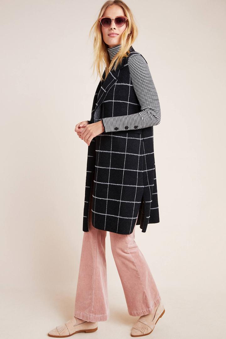 Anthropologie Quinn Windowpane Vest