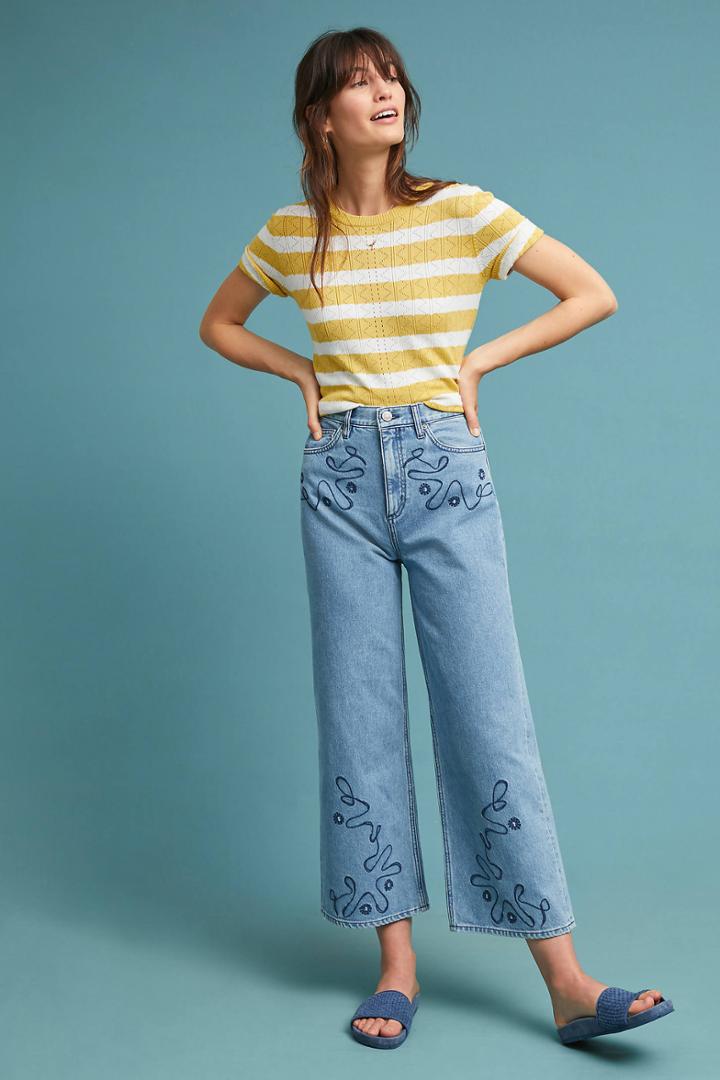M.i.h Caron High-rise Embroidered Wide-leg Jeans