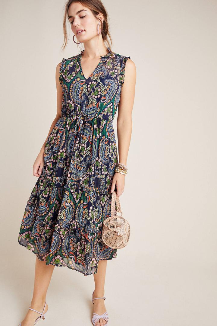 Anthropologie Elmira Ruffled Midi Dress