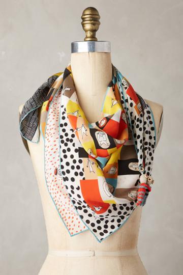 Rumisu Geo Print Silk Scarf