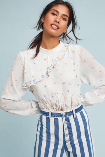 Geisha Designs Starry Embroidered Blouse