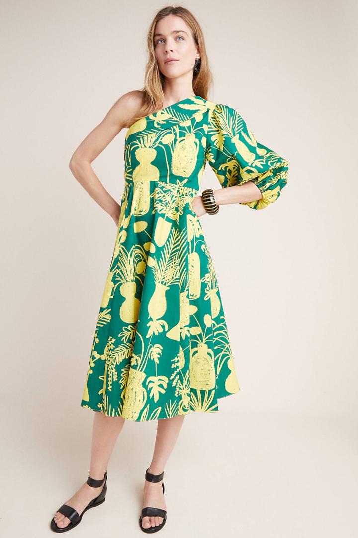 Whit One-shoulder Midi Dress