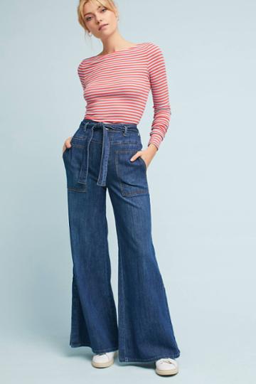 Pilcro And The Letterpress Pilcro Belted Denim Wide-legs