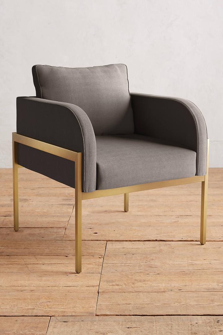 Anthropologie Basketweave Linen Ardmore Chair