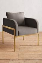 Anthropologie Basketweave Linen Ardmore Chair