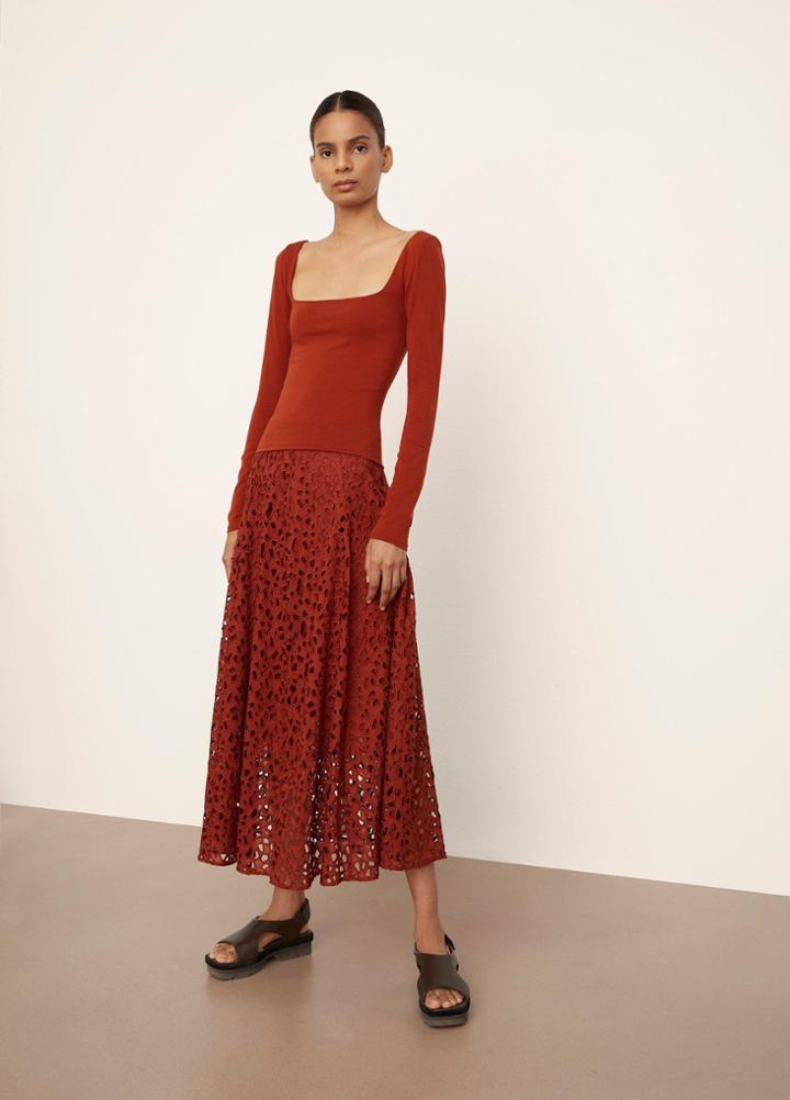 Vince Pima Cotton Long Sleeve Square Neck