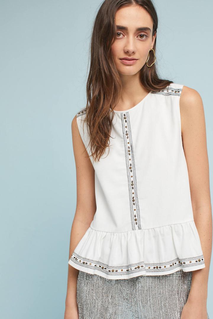 Flannel Embroidered Peplum Tank