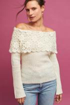 Moth Crocheted Off-the-shoulder Pullover