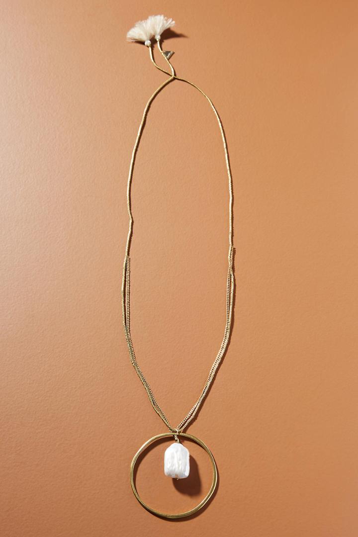 Serefina Pearl Hoop Pendant Necklace