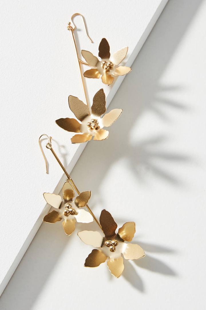 Anthropologie Gilda Flower Duo Drop Earrings