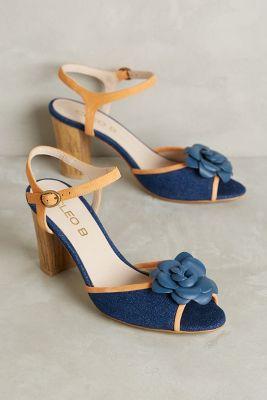 Cleo B Eva Flower Heels Dark Denim