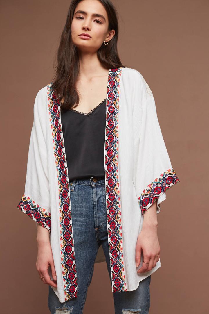 As By Df Border-embroidered Kimono