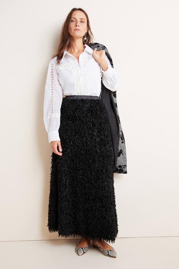 Sunday In Brooklyn Chantal Feathered Maxi Skirt