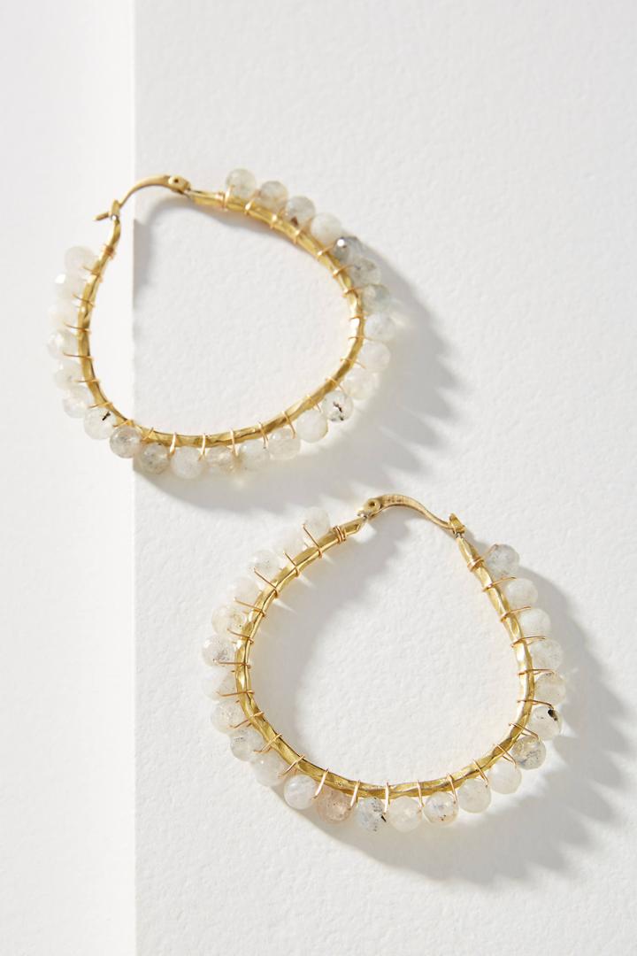 Anthropologie Cleo Beaded Hoop Earrings
