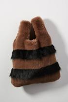 Anthropologie Striped Faux Fur Tote Bag