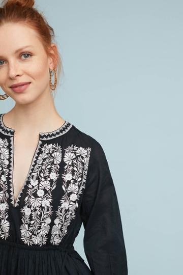 Ne Quittez Pas Embroidered Tie-waist Dress