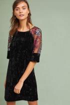 Nicole Miller New York Embroidered Velvet Shift Dress