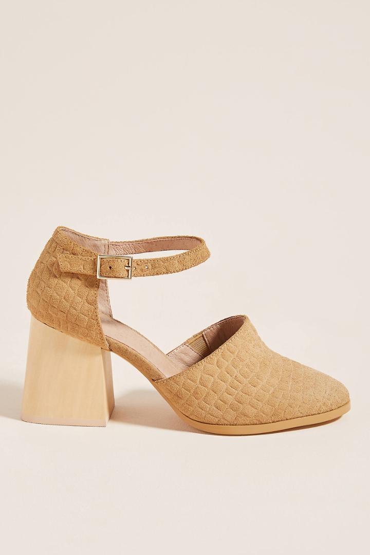 Anthropologie Milan Ankle Strap Wooden Heels