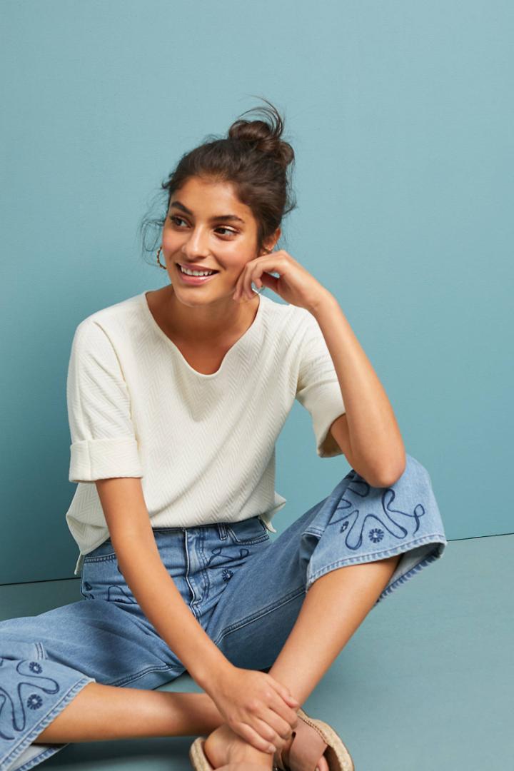 Blue Tassel Meredith Textured Top