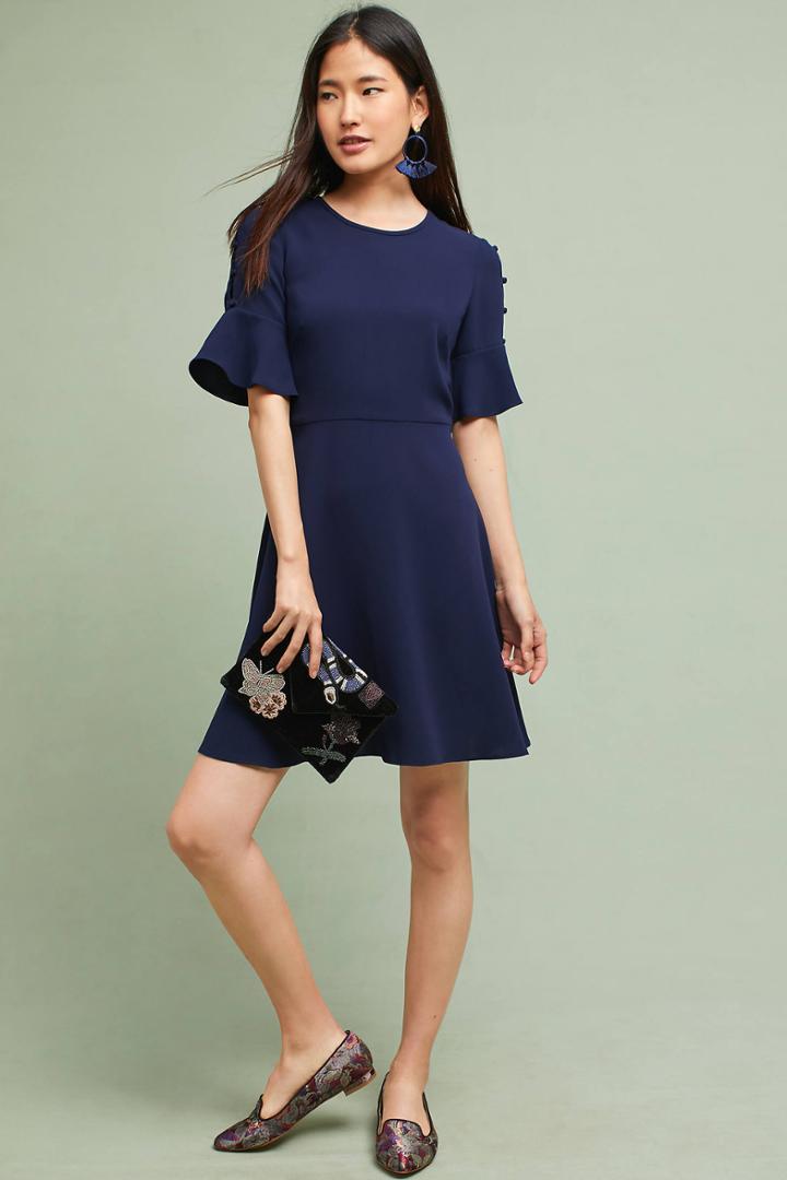 Shoshanna Flutter-sleeve Dress