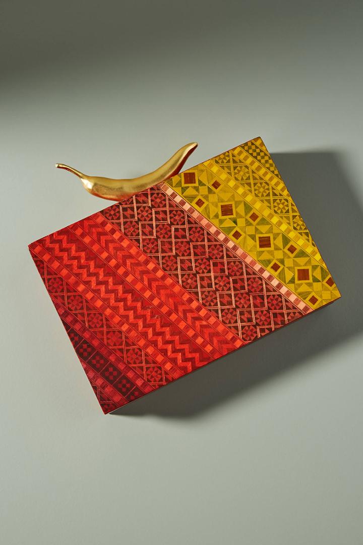 Anthropologie Sarah's Bag Chili Marquetry Clutch