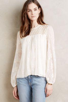Everleigh Embroidered Lace Peasant Blouse