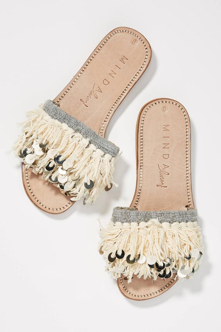 Minda Living X Anthropologie Fringe + Coins Slide Sandals