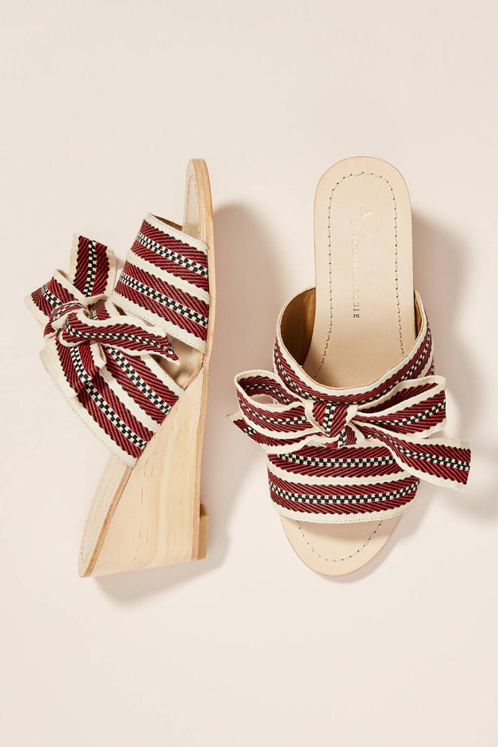 Anthropologie Strappy Bow Wedge Sandals