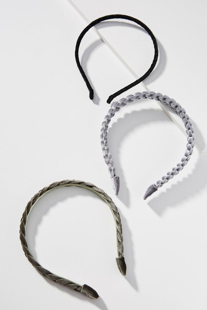 Anthropologie Braided Velvet Headband Set