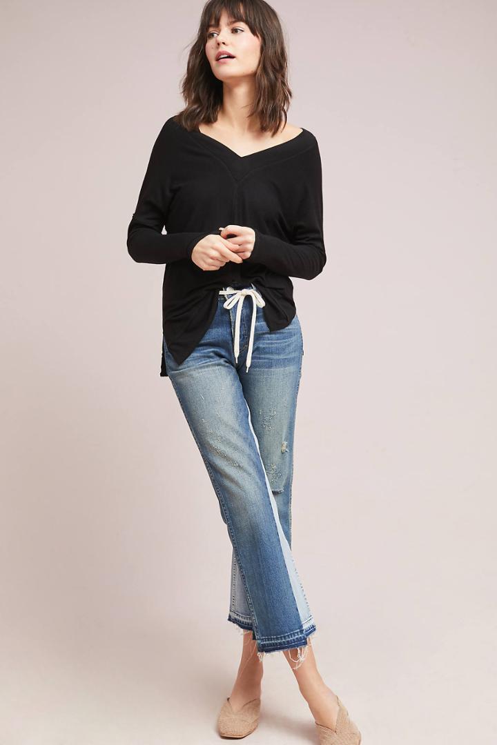 Bordeaux Double V-neck Top