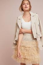 Bronx And Banco Feathered Lace Mini Skirt