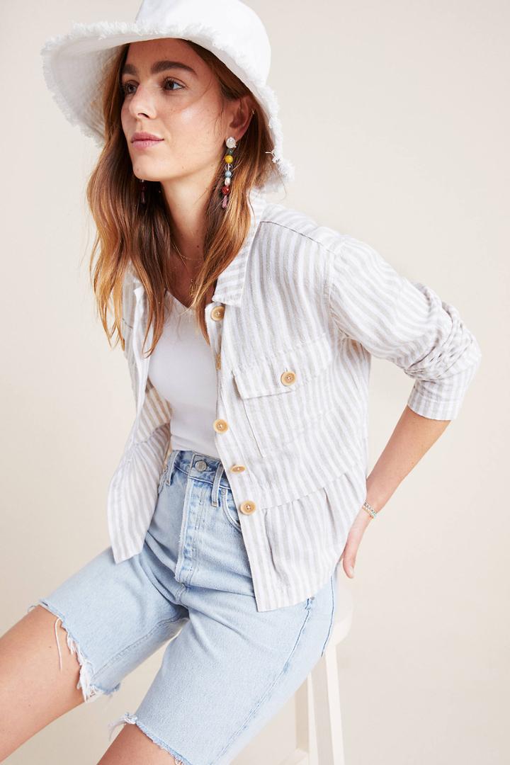 Sanctuary Sand Valley Striped Peplum Jacket