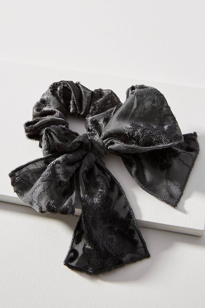 Anthropologie Burnout Velvet Bow Ponytail Holder
