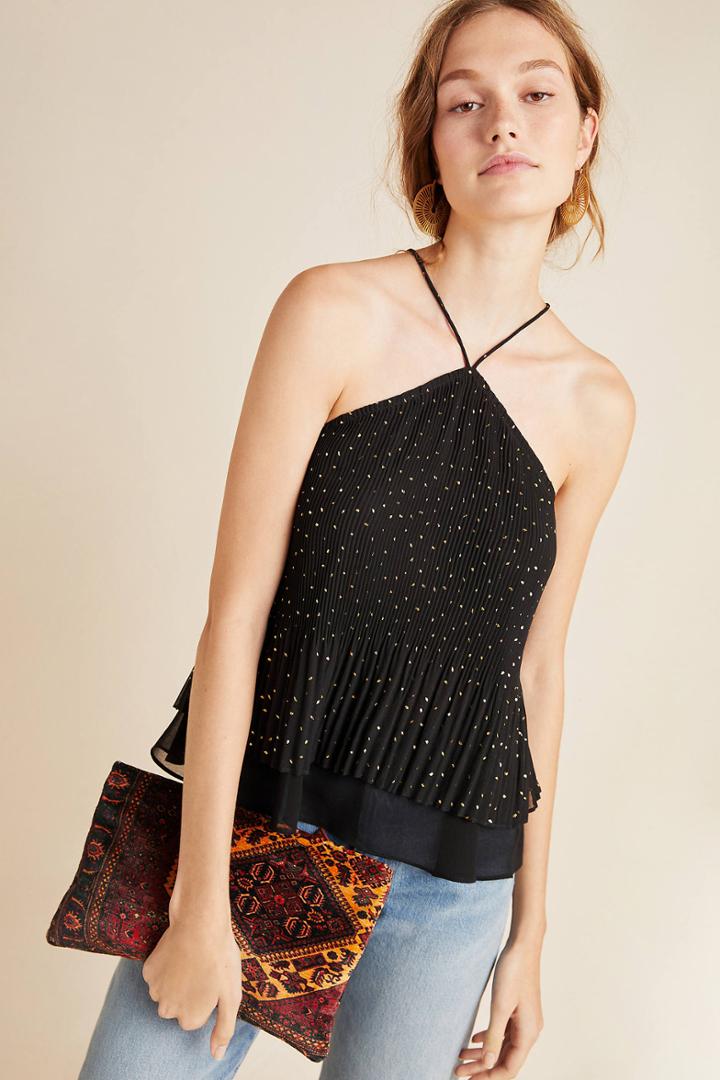 Ro & De Leila Pleated Halter Blouse