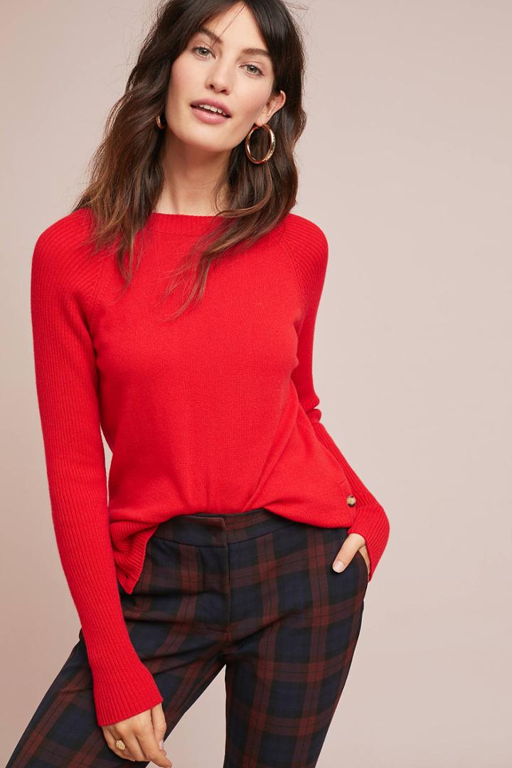 Needle Buttoned Cashmere Sweater