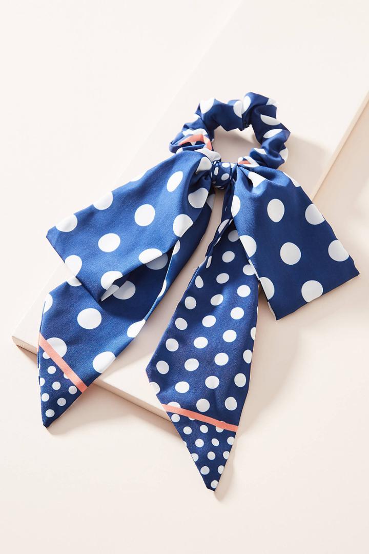 Anthropologie Polka-dotted Scarf Ponytail Holder