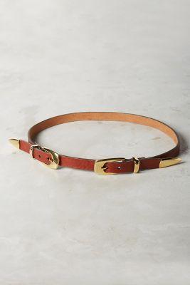 Brave Leather Double Buckle Skinny Belt