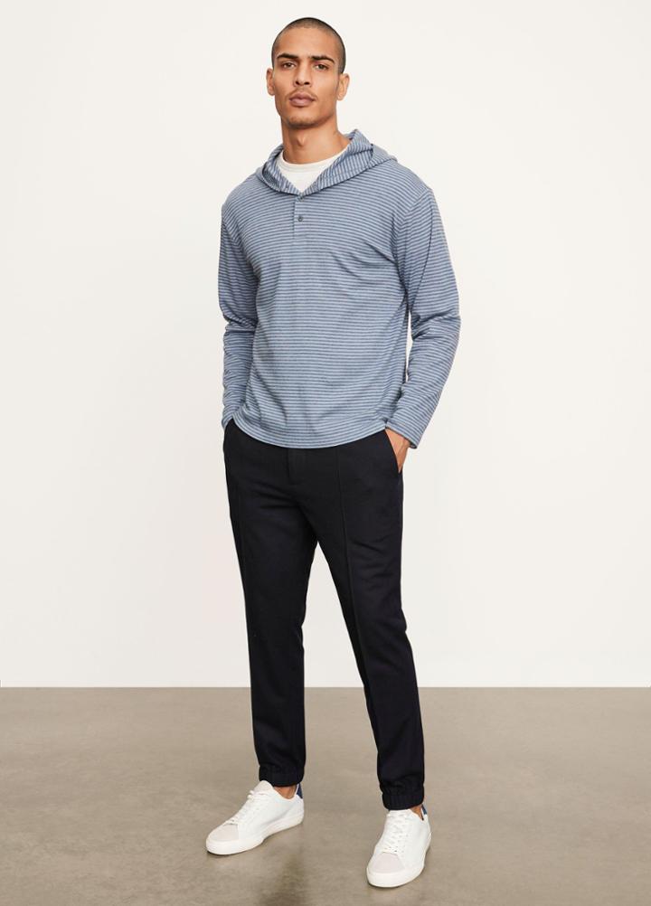Vince Interlocking Stripe Henley Hoodie