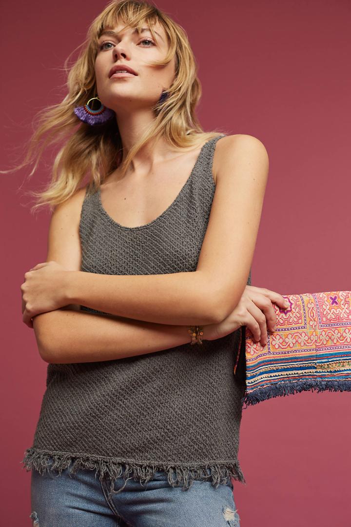 Velvet By Graham & Spencer Crocheted Fringe Tank Top