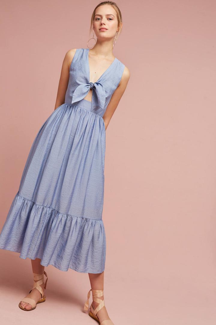 Shoshanna Kayla Tie-front Midi Dress