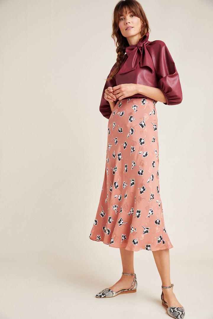 Anthropologie Adelaide Floral Bias Midi Skirt