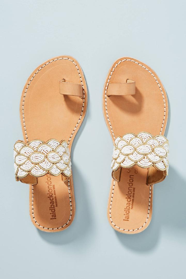 Laidback London Beaded Strap Slide Sandals