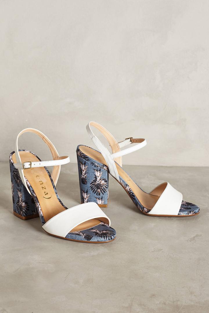 Vicenza Palm Print Block Heel Sandals