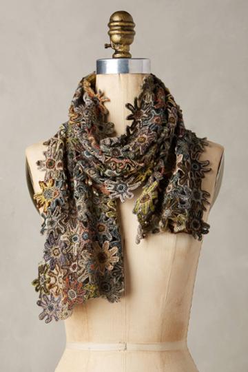 Sophie Digard Pieced Flowers Wool Scarf