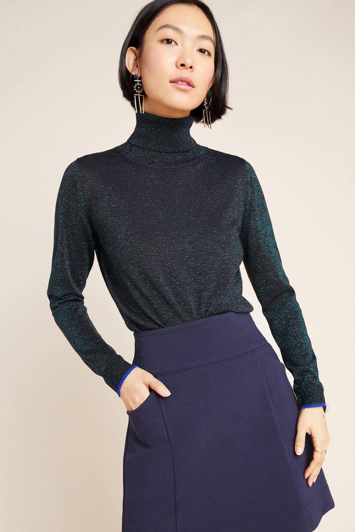 Anthropologie Cobie Shimmer Turtleneck